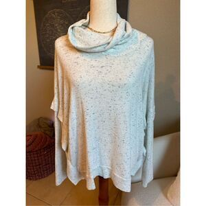 Anthropologie Speckled Cowl Neck Ruffle Long Sleeve Knit Sweater Size Small